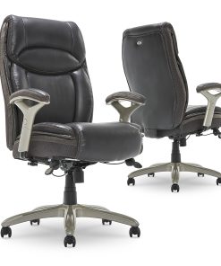 Serta® Smart Layers™ Jennings Big & Tall Ergonomic Bonded Leather High-Back Executive Chair, Dark Gray/Silver 2