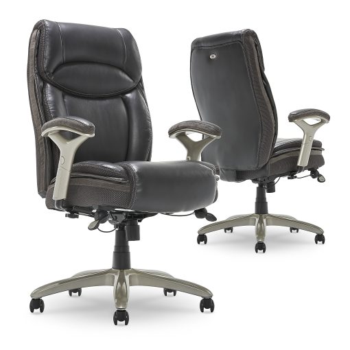 Serta® Smart Layers™ Jennings Big & Tall Ergonomic Bonded Leather High-Back Executive Chair, Dark Gray/Silver - Image 2