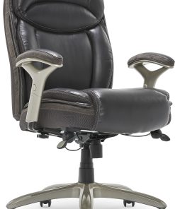 Serta® Smart Layers™ Jennings Big & Tall Ergonomic Bonded Leather High-Back Executive Chair, Dark Gray/Silver