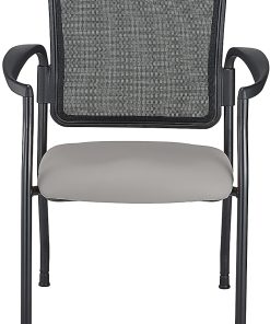 WorkPro® Spectrum Series Mesh/Vinyl Stacking Guest Chair With Antimicrobial Protection, With Arms, Gray, Set Of 2 Chairs, BIFMA Compliant