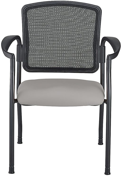 WorkPro® Spectrum Series Mesh/Vinyl Stacking Guest Chair With Antimicrobial Protection, With Arms, Gray, Set Of 2 Chairs, BIFMA Compliant