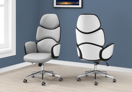 Monarch Specialties Arie Ergonomic Faux Leather High-Back Office Chair, White - Image 2