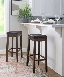 Linon Walker Backless Faux Leather Bar Stool, Dark Brown/Brown 2
