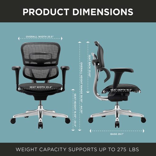 WorkPro® 12000 V2 Series Ergonomic Mesh/Fabric High-Back Office Chair, Black/Black, BIFMA Compliant, ERGOFIT2 - Image 2