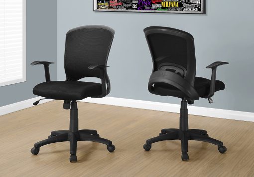 Monarch Specialties Presley Ergonomic Faux Leather Mid-Back Office Chair, Black - Image 2