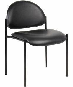 Lorell Reception Guest Chair – Vinyl Back Material – Tubular Steel Frame Material – Four-legged Base – Black – 1 Each 2
