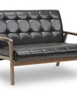 Baxton Studio Levin Loveseat, Brown 2
