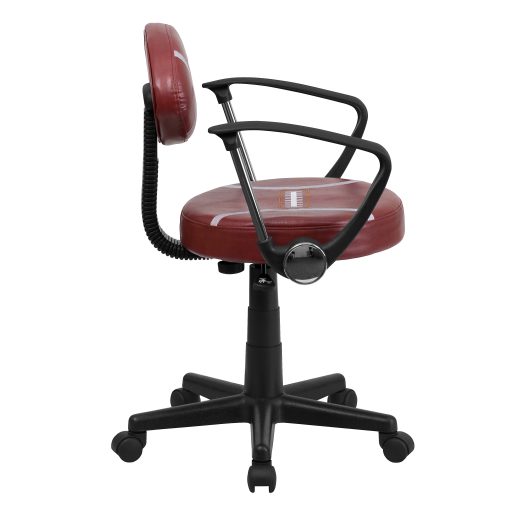 Flash Furniture Vinyl Low-Back Task Chair With Arms, Football, Brown/Black - Image 2
