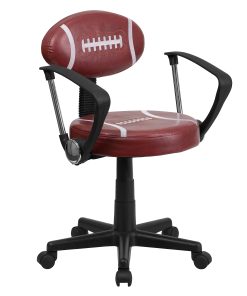 Flash Furniture Vinyl Low-Back Task Chair With Arms, Football, Brown/Black