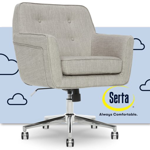 Serta® Ashland Mid-Back Office Chair, Light Gray/Chrome - Image 2