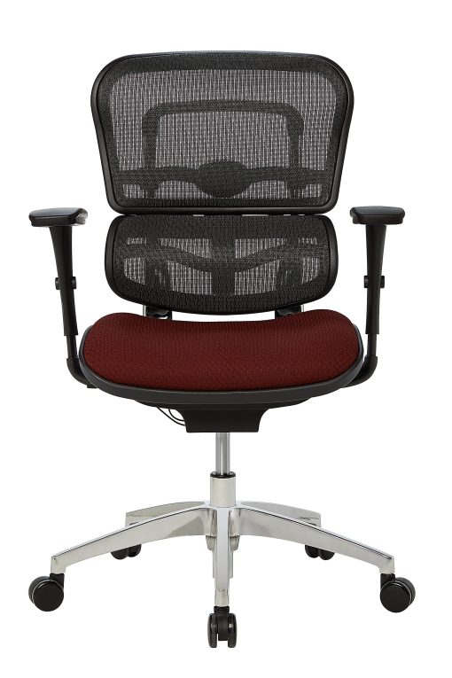 WorkPro® 12000 Series Ergonomic Mesh/Premium Fabric Mid-Back Chair, Black/Burgundy, BIFMA Compliant - Image 2