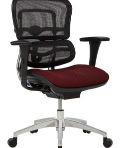 WorkPro® 12000 Series Ergonomic Mesh/Premium Fabric Mid-Back Chair, Black/Burgundy, BIFMA Compliant