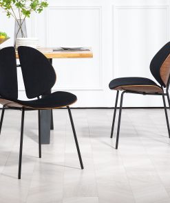 Glamour Home Beau Microfiber Fabric Dining Accent Chairs, Black, Set Of 2 Chairs 2