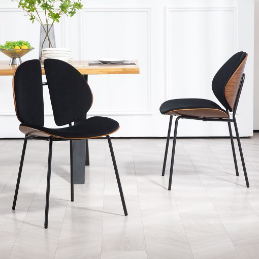 Glamour Home Beau Microfiber Fabric Dining Accent Chairs, Black, Set Of 2 Chairs - Image 2