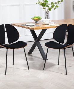 Glamour Home Beau Microfiber Fabric Dining Accent Chairs, Black, Set Of 2 Chairs