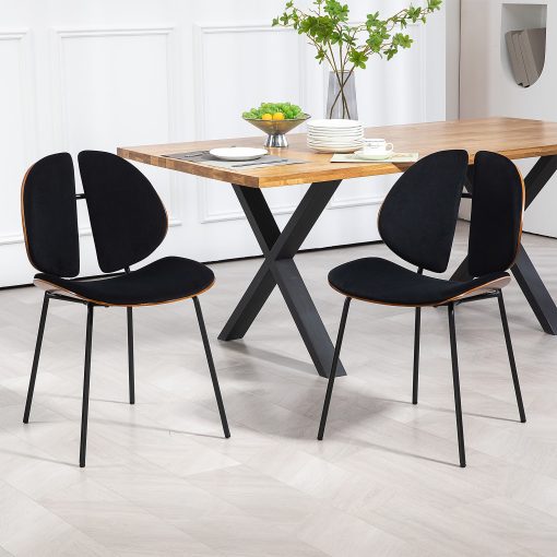 Glamour Home Beau Microfiber Fabric Dining Accent Chairs, Black, Set Of 2 Chairs