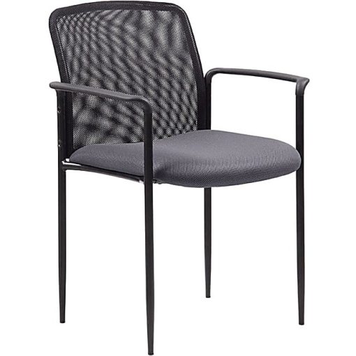 Boss Office Products Stackable Mesh Guest Chair, Gray/Black - Image 2