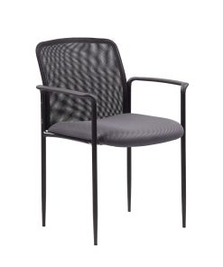 Boss Office Products Stackable Mesh Guest Chair, Gray/Black