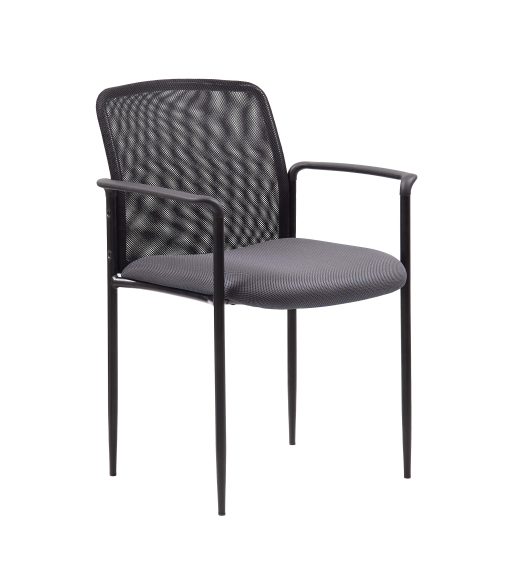 Boss Office Products Stackable Mesh Guest Chair, Gray/Black