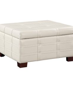 Office Star™ Detour Strap Square Storage Ottoman, Cream