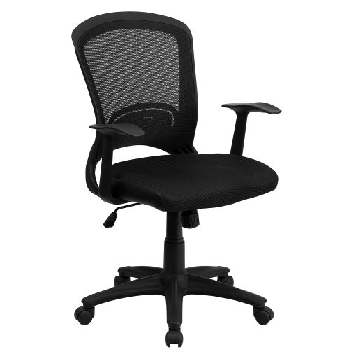 Flash Furniture Mesh Mid-Back Swivel Task Chair With Padded Seat, Black - Image 2