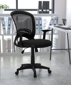 Flash Furniture Mesh Mid-Back Swivel Task Chair With Padded Seat, Black
