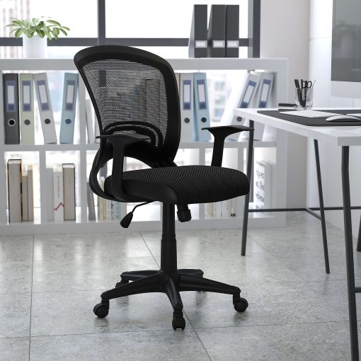 Flash Furniture Mesh Mid-Back Swivel Task Chair With Padded Seat, Black