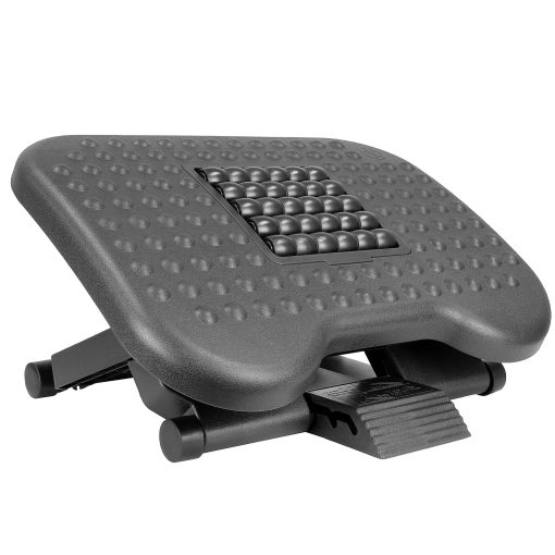 Mount-It! Under Desk Office Footrest With 3-Level Height Adjustment And Rolling Massaging Surface, 17”W x 6.75H”, Black - Image 2