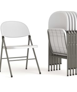 Flash Furniture Hercules Folding Chairs, Set Of 6 Folding Chairs, White/Gray