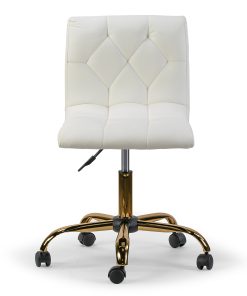 Glamour Home Aman Ergonomic Tufted Faux Leather Mid-Back Office Task Chair, White 2