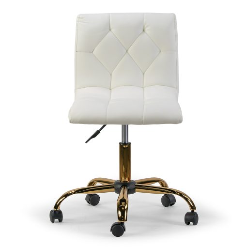 Glamour Home Aman Ergonomic Tufted Faux Leather Mid-Back Office Task Chair, White - Image 2