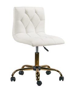 Glamour Home Aman Ergonomic Tufted Faux Leather Mid-Back Office Task Chair, White