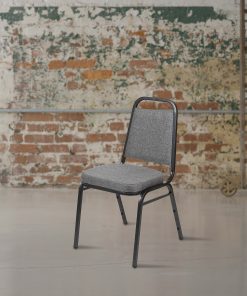 Flash Furniture HERCULES Series Trapezoidal-Back Stacking Banquet Chair With 2-1/2" Thick Seat, Gray/Silver