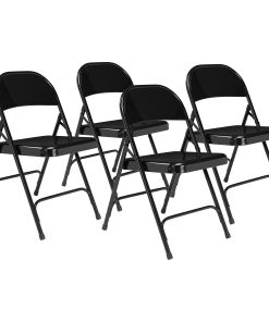 National Public Seating Series 50 Steel Folding Chairs, Black, Set Of 4 Chairs