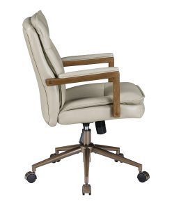 Office Star Woodlands Faux Leather High-Back Executive Office Chair, Taupe 2