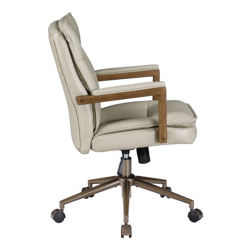 Office Star Woodlands Faux Leather High-Back Executive Office Chair, Taupe - Image 2