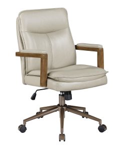 Office Star Woodlands Faux Leather High-Back Executive Office Chair, Taupe