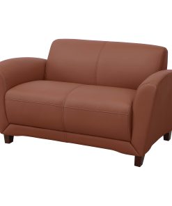 Lorell® Accession Bonded Leather Reception Loveseat, British Tan