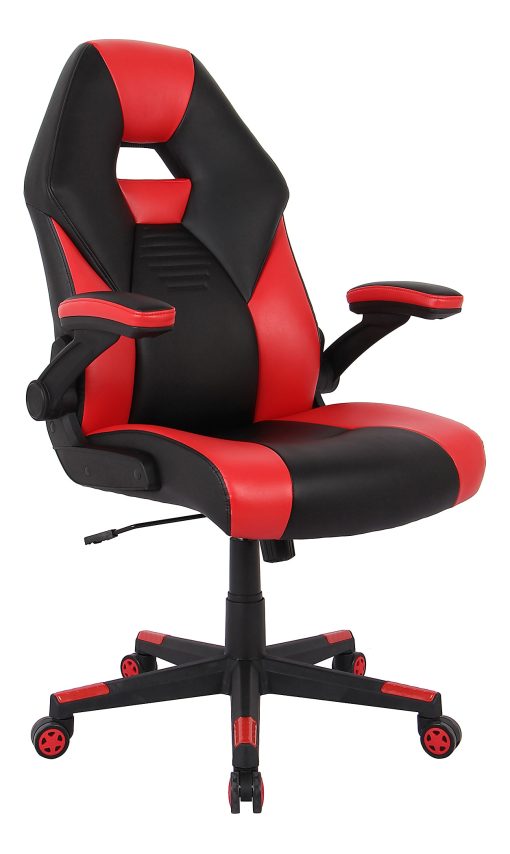 RS Gaming™ RGX Faux Leather High-Back Gaming Office Chair, Black/Red, BIFMA Compliant