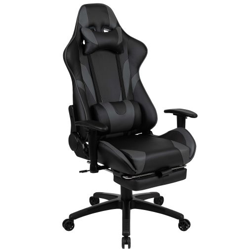Flash Furniture X30 LeatherSoft Gaming Racing Chair, Gray/Black - Image 2