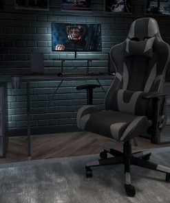 Flash Furniture X30 LeatherSoft Gaming Racing Chair, Gray/Black