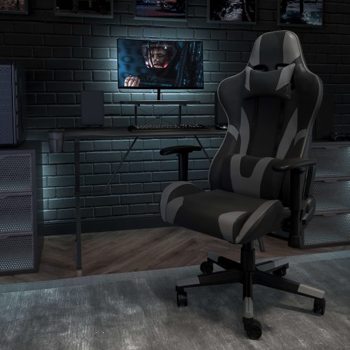 Flash Furniture X30 LeatherSoft Gaming Racing Chair, Gray/Black