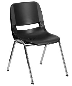 Flash Furniture HERCULES 880-lb Capacity Ergonomic Shell Stack Chair, 18”H Seat, Black/Chrome 2