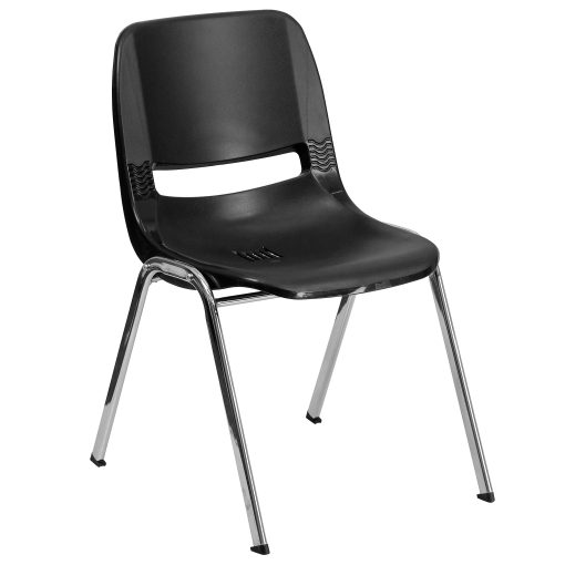 Flash Furniture HERCULES 880-lb Capacity Ergonomic Shell Stack Chair, 18''H Seat, Black/Chrome - Image 2
