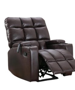 Bestier Faux Leather Manual Recliner Accent Chair With Massage, Arm Storage And 2 Cup Holders, Brown/Black 2