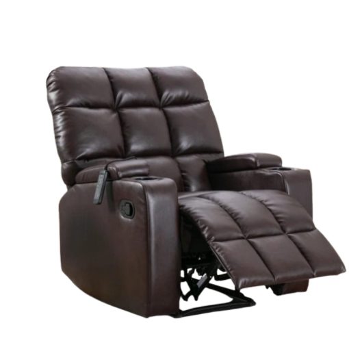 Bestier Faux Leather Manual Recliner Accent Chair With Massage, Arm Storage And 2 Cup Holders, Brown/Black - Image 2