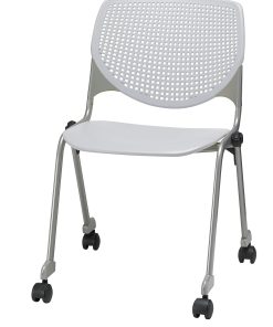 KFI Studios KOOL Stacking Chair With Casters, Light Gray/Silver 2