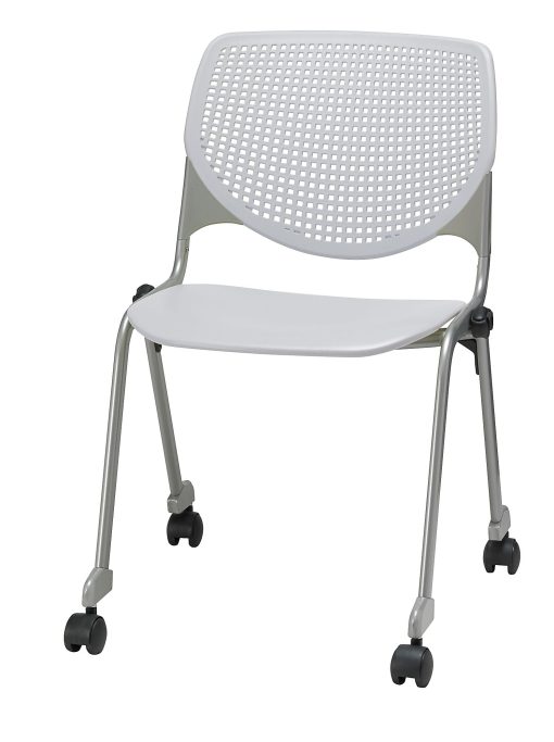 KFI Studios KOOL Stacking Chair With Casters, Light Gray/Silver - Image 2