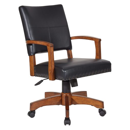 Office Star™ Deluxe Ergonomic Wood Mid-Back Bankers Chair, Black - Image 2