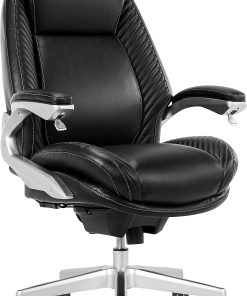 Serta® iComfort i6000 Ergonomic Bonded Leather High-Back Executive Office Chair, Black/Silver
